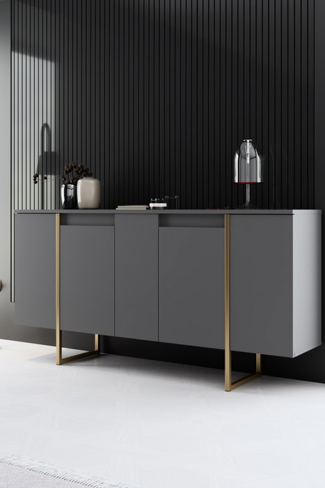 Hanah Home Conjunto de muebles de salón Luxe, Antracita y Oro